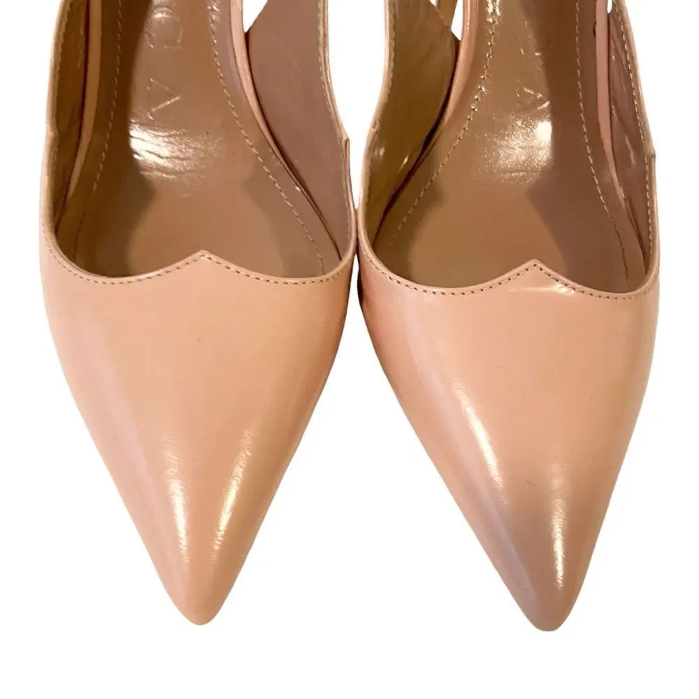 A.Bocca Nude Pink Sling Pump Heels  Pointed Toe Made in Italy in Size 37.5